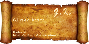 Ginter Kitti névjegykártya